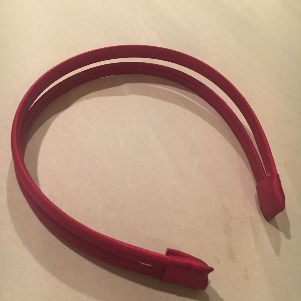 Red satin finish double band headband